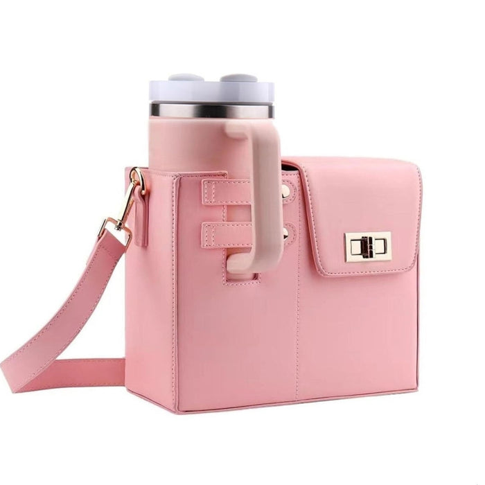 FrostSip leather cup carry bag in pink